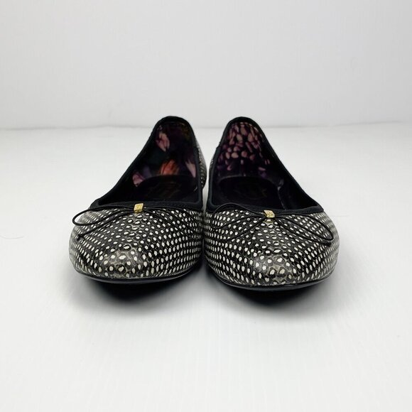 Ted Baker London balletcore bow IMME Textile leather black whiteballet flats s41 - Picture 3 of 9